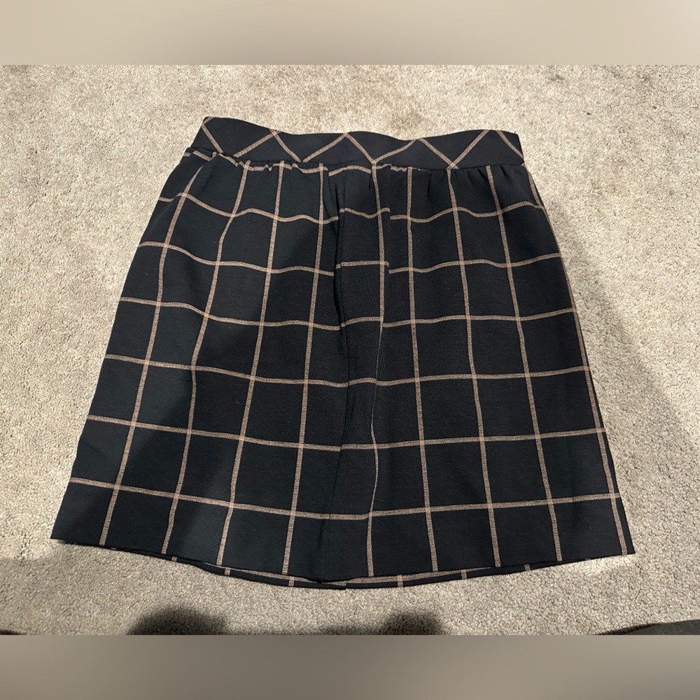 Madewell Black and Brown Plaid A-Line Skirt